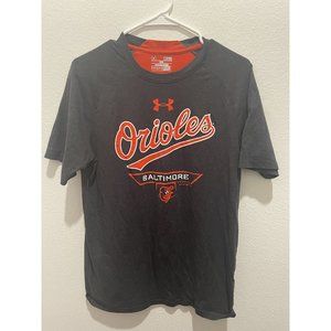 Under Armour MLB Baltimore Orioles HeatGear Loose Black Shirt Mens Small S